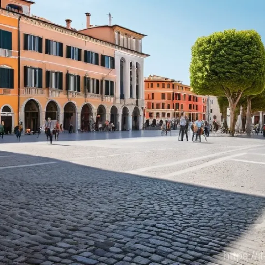 환경관리사와 관련된 최신 기술 - **Prompt: "A vibrant, sun-drenched Italian piazza with smart waste management in action. Modern, sle...