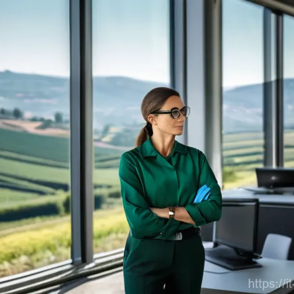 환경관리사 직업에서 요구되는 소양 - **"The Environmental Navigator"**: A confident and professional Italian Environmental Manager, a wom...