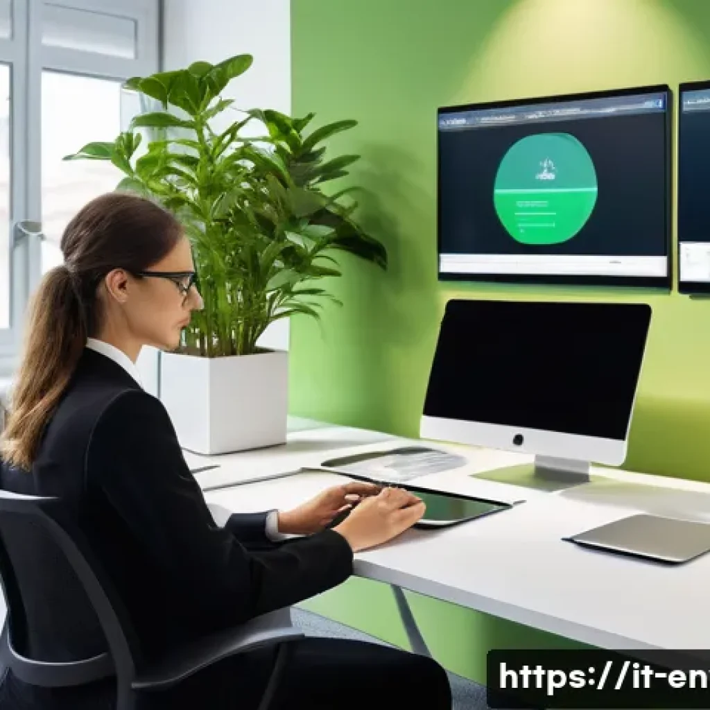 환경관리사 실무에서 업무 효율을 높이는 법 - A modern environmental office setting in Italy, featuring a professional environmental manager worki...