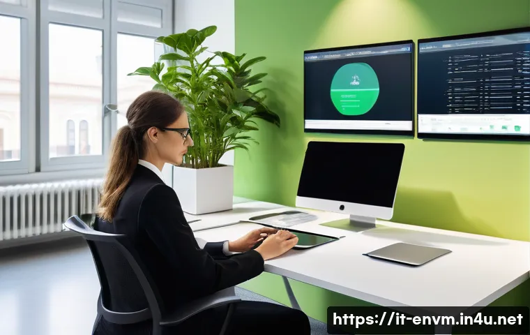 환경관리사 실무에서 업무 효율을 높이는 법 - A modern environmental office setting in Italy, featuring a professional environmental manager worki...