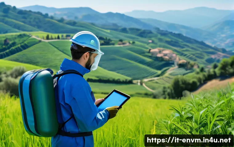 환경관리사와 환경평가 리포트 작성법 - A detailed scene of an environmental scientist wearing professional field gear and protective clothi...