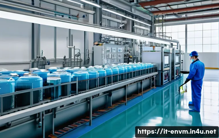 환경관리사와 지속 가능성 평가 - A modern textile factory interior focused on sustainable production, showing advanced water recyclin...