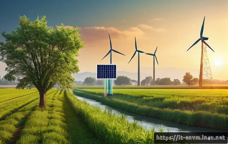 환경관리사 업무로 겪는 환경문제 해결법 - A futuristic Italian countryside landscape at sunrise, featuring advanced IoT environmental sensors ...