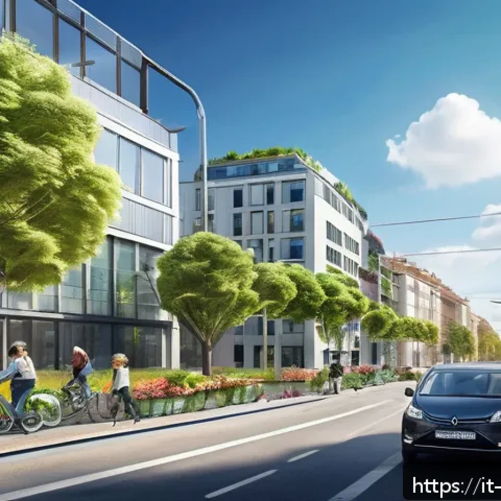 환경관리사와 관련된 인기 도서 - A detailed illustration of a modern European smart city emphasizing sustainability: include clean en...