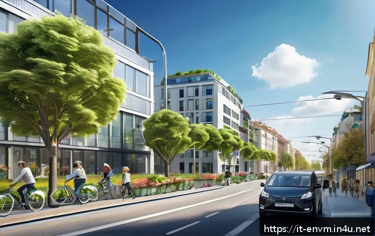 환경관리사와 관련된 인기 도서 - A detailed illustration of a modern European smart city emphasizing sustainability: include clean en...