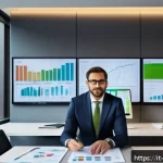 Home 22 환경관리사 자격증으로 승진 성공 사례 - A professional Italian environmental manager in a modern office setting, reviewing complex charts an...