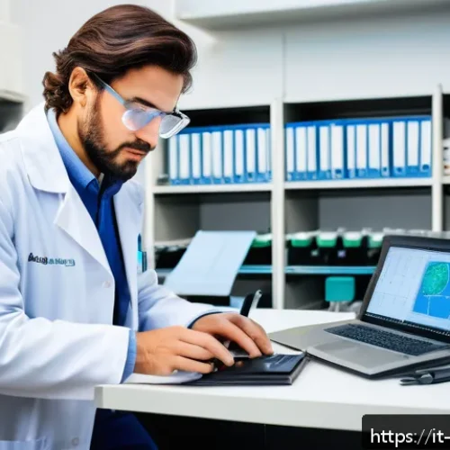 Home 33 환경관리사 취업 준비 가이드 - A professional environmental scientist in a modern Italian university laboratory, wearing a lab coat...