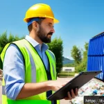 Home 23 환경관리사 자격증의 커리어 혜택 - A professional environmental manager in Italy wearing business casual attire and a green safety vest...