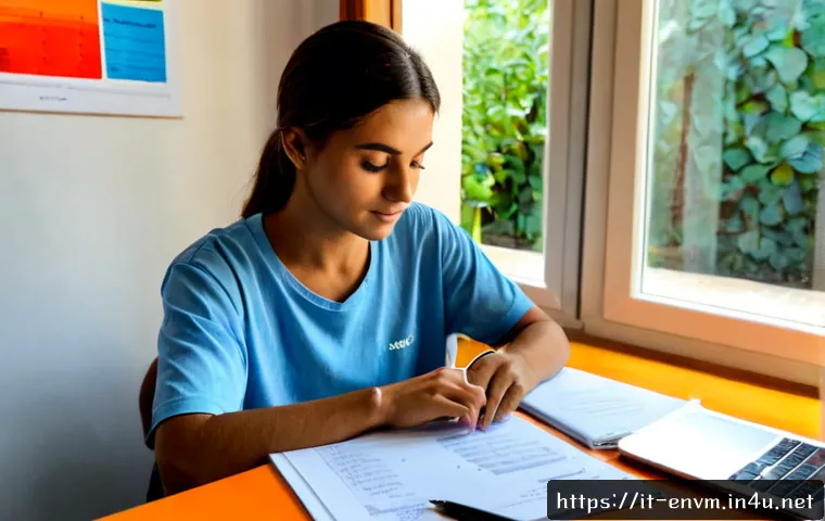 Home 30 환경관리사 필기시험 난이도 대비법 - Photorealistic Italian adult student preparing for an environmental management certification written...