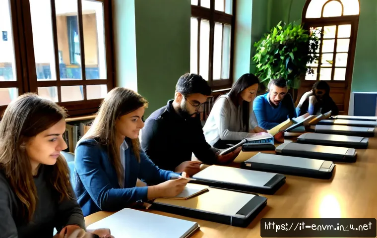 Home 17 환경관리사 시험을 위한 커뮤니티 추천 - Photorealistic Italian environmental management exam study community in a bright public library in M...
